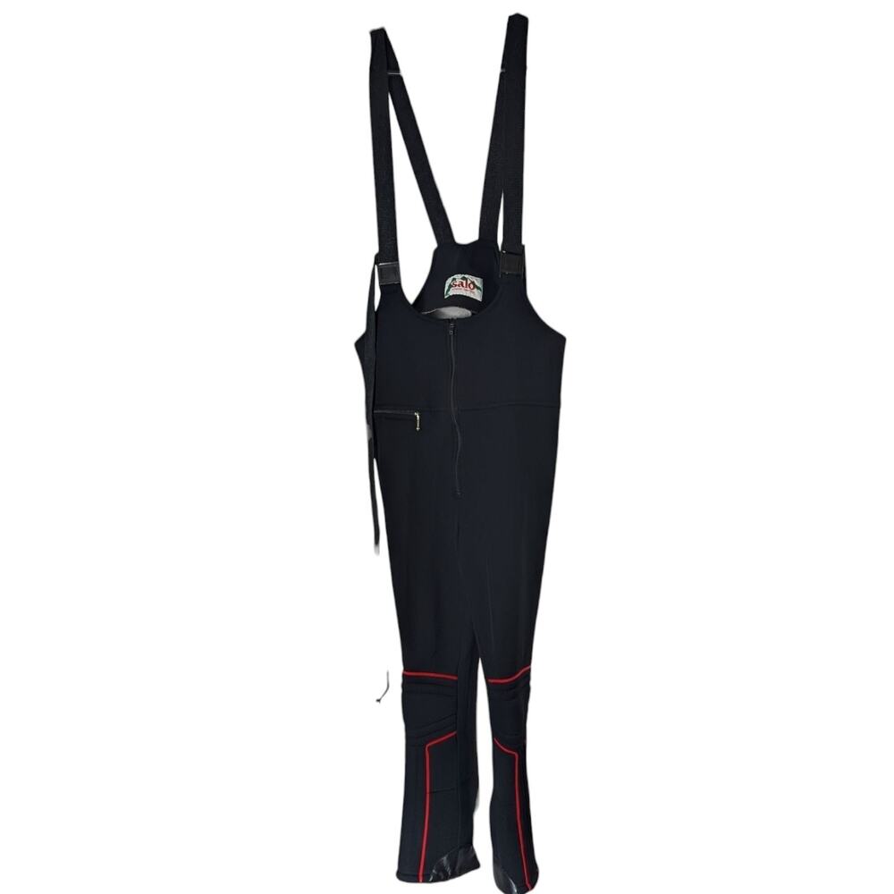 Salo Ski Bib Pants Mens Size 38 Made in Italy Vintage Stirrup Black (36-38x30)